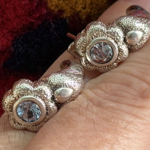 Silver earrings with topaz, handmade, like new