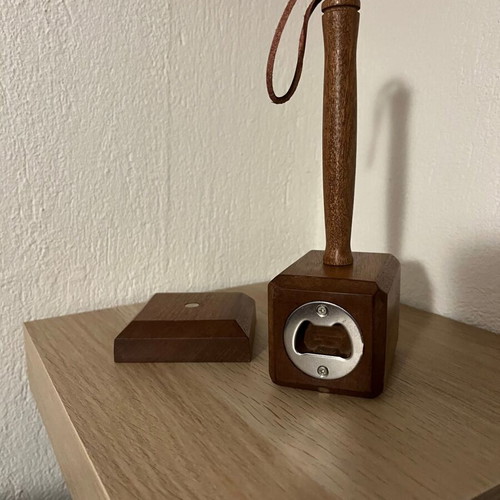 Decorative wooden hammer - bottle opener
