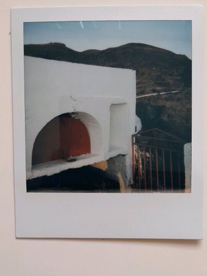 Polaroid photo like new, Cycladic wood oven theme
