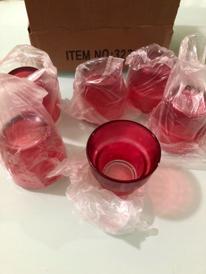 Set of red wedge glasses new, 6 pieces