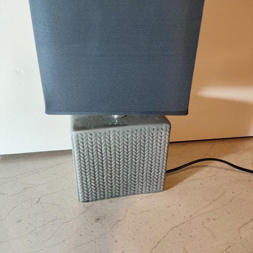 Table lamp ceramic base with fabric shade grey like new