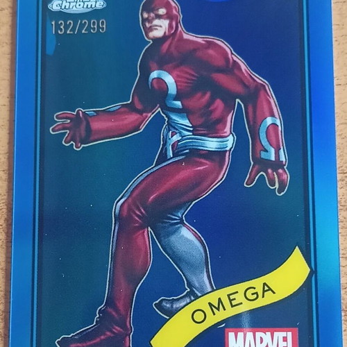 Topps Chrome Marvel 25 Omega No 196 Blue Refractor like new