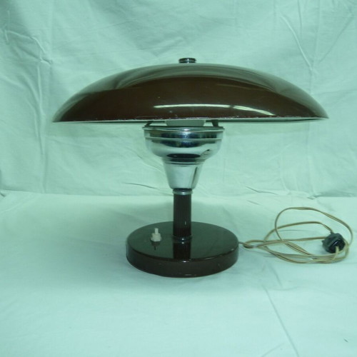 Vintage desk lamp used, brown color, functional