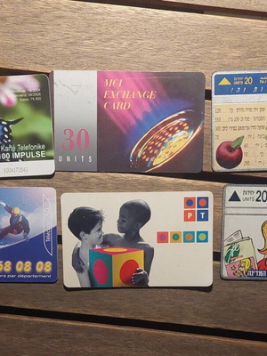 Vintage phone cards pack of 6, France, Israel, Albania