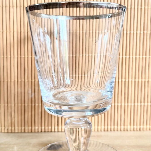 Crystal tea light holder SIA new with silver rim and engraved stars