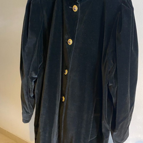 Vintage black velvet coat used A-Style
