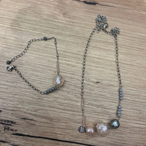 Antica Murrina bracelet and necklace set new, gray pink silver