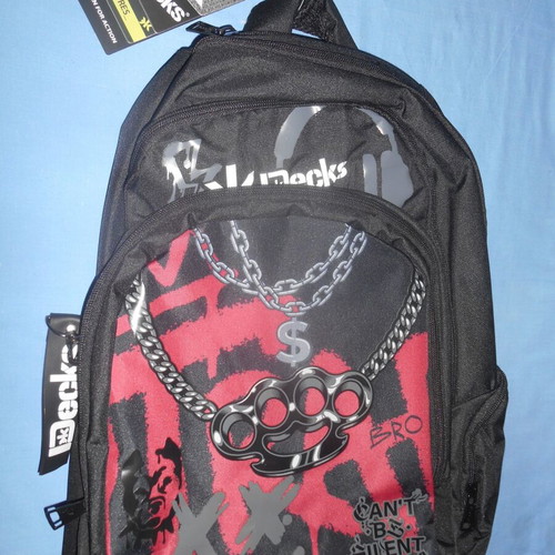 DECKS Can' t Be Silent Today school backpack new, black with red and gray design