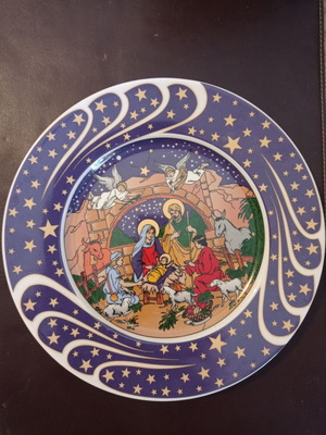 Glass Christmas plate 26 cm diameter like new