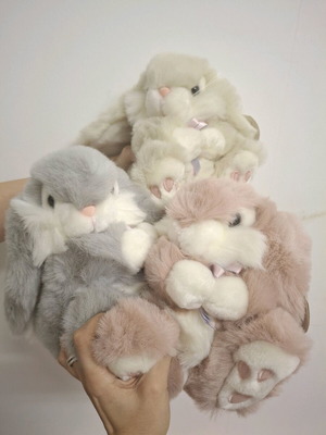 Medium Bunny Rabbit Vintage Plush Toy Set of 3 New with Tags by KEEL