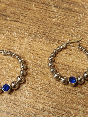 Стоманени обеци нови, сини и сребристи