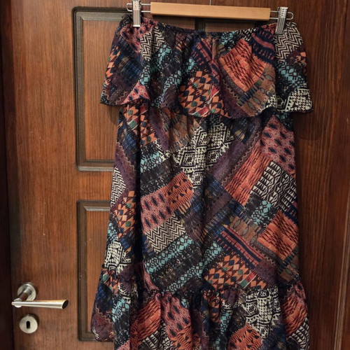 Lynne dress with ruffles like new, brown and orange, size M