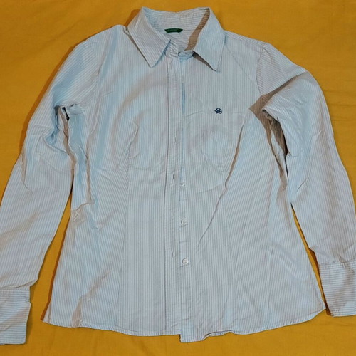Benetton women's shirt used, size Medium, white, 100% cotton