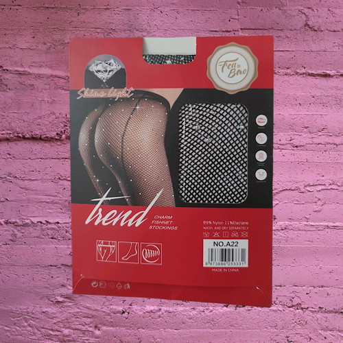 Fishnet tights new with strass, black