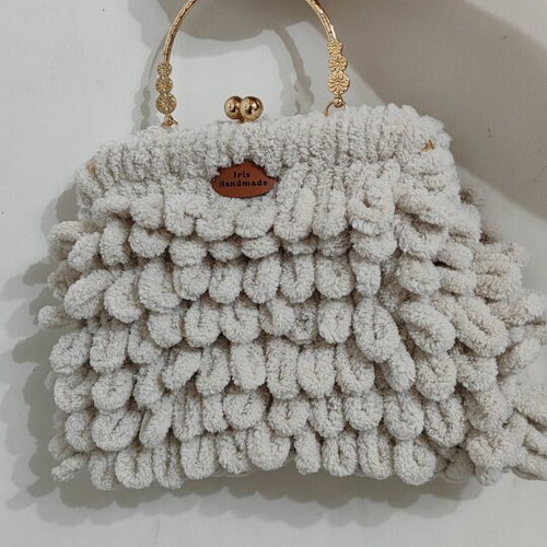 Puffy bag small beige handbag new