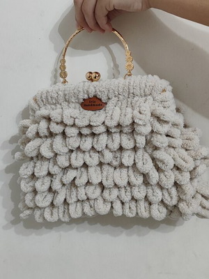 Puffy bag small beige handbag new