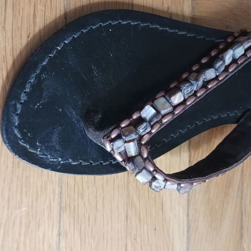 J. Bournazos leather women's flip flops used, brown size 37