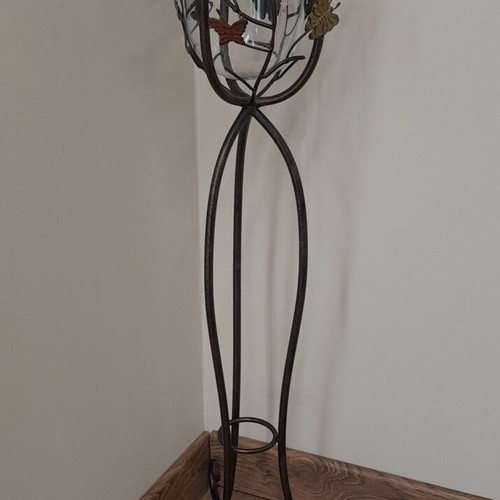 Floor vase metal with glass inside 84cm height new