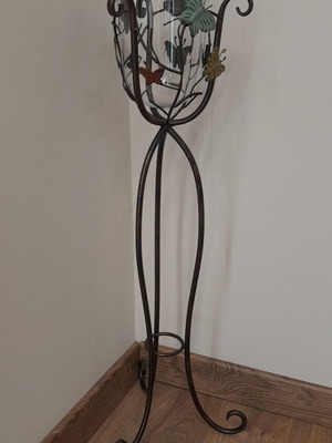 Floor vase metal with glass inside 84cm height new