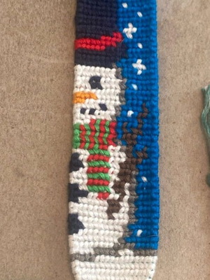 Handmade Christmas macrame bracelet with snowman made to order