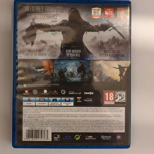 Shadow of Mordor PlayStation 4 game like new