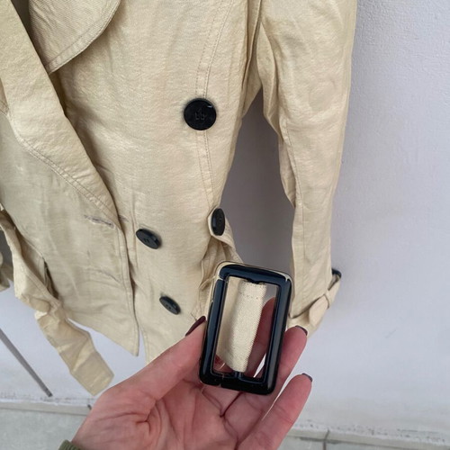 Celestino trench coat used, beige with glitter thread