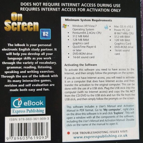 On Screen B2 CD like new