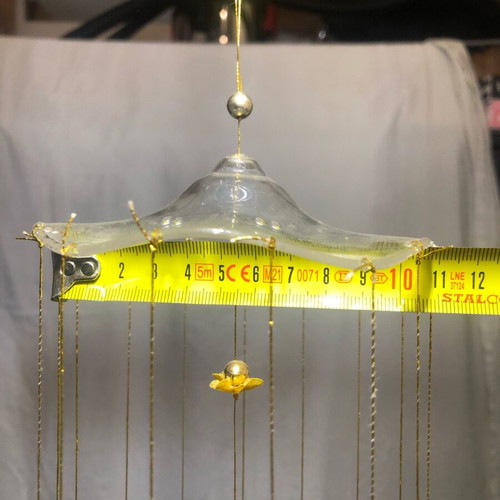 Glass wind chime used with gilded rings and mounting bracket