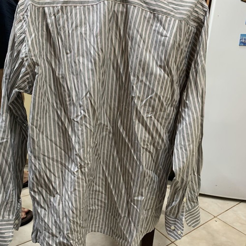Kiros men's striped shirt like new, size XL, white and gray