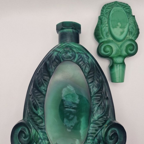 František Halama Art Deco liqueur set malachite glass like new