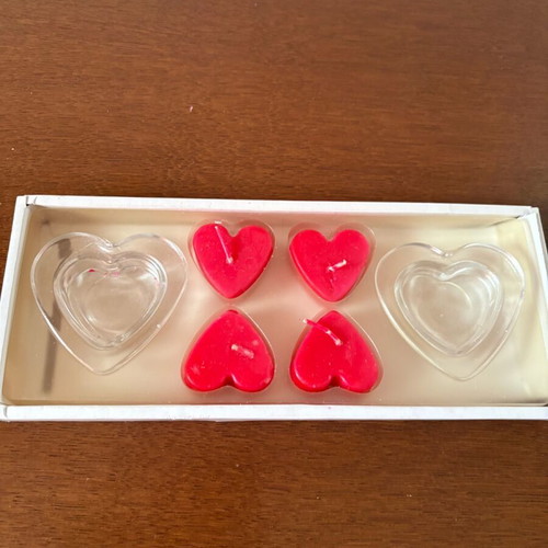 Heart-Shaped Decorative Candles with Glass Holders, New