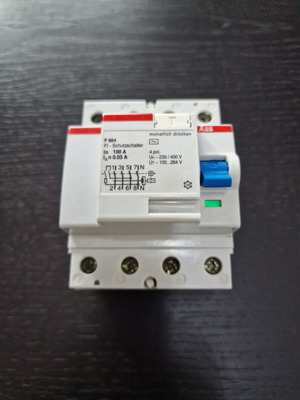 ABB F664 Ρελέ διαρροής 4P 100A 30mA τύπου AC καινούργιο