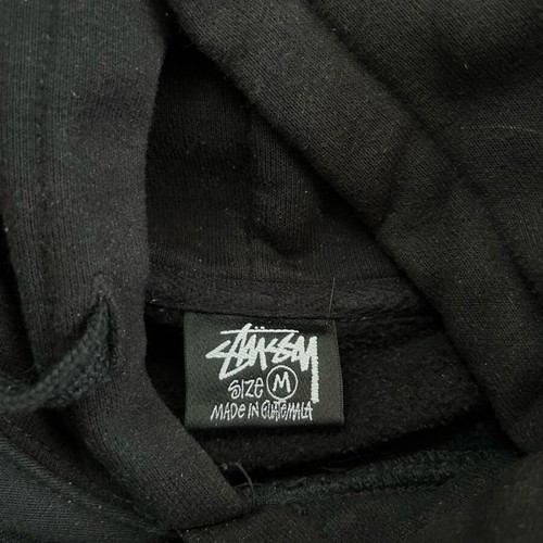 Stussy hoodie used, black with orange flames, size M
