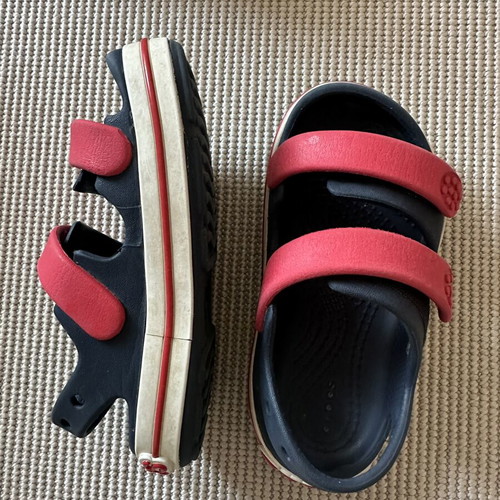Crocs kids sandals size 9, red and blue