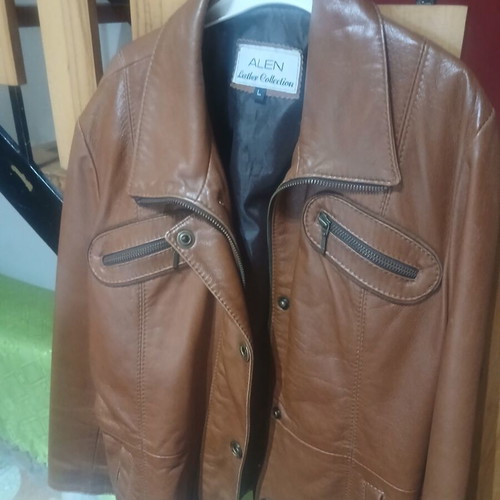 Leather women's jacket like new, size L, brown napa