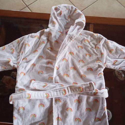 Children's bathrobe nef nef used, hooded, cotton, rainbow design, 2 years