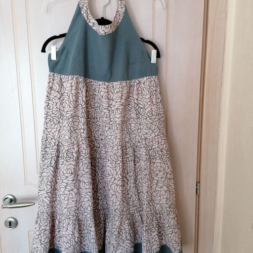 Laga cotton dress size L like new, gray and beige