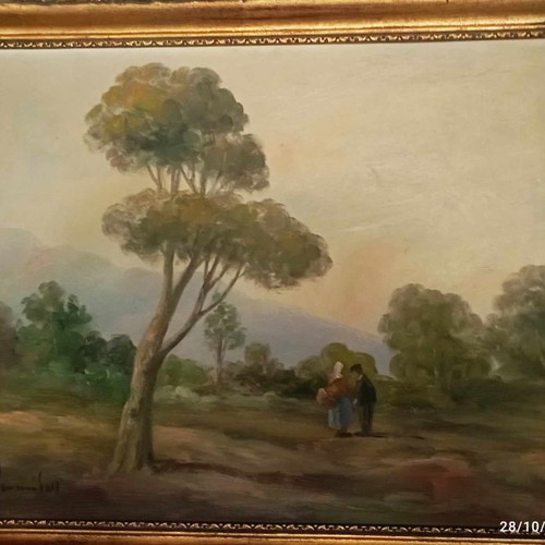 A. Lefkadios oil painting in excellent condition with elegant frame