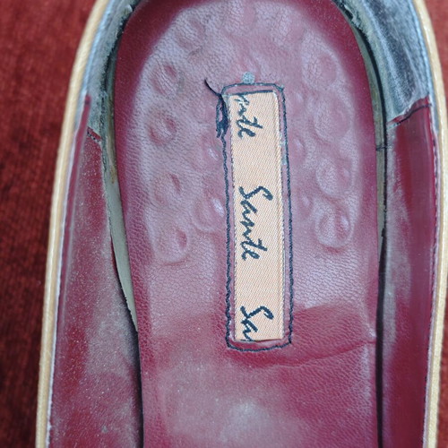 Leather women's shoes size 38 vintage used, beige ballerinas