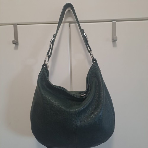 Leather shoulder bag like new, dark green, 35x30x9cm