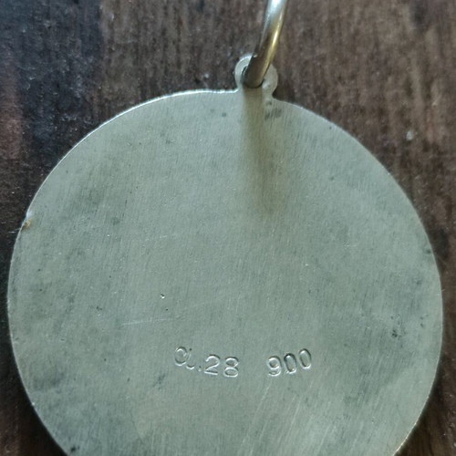 Silver Saint Christopher Medal 900 Antique Like New Collectible