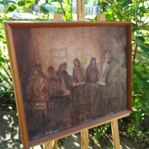 Vintage Scandinavian oil painting on canvas used