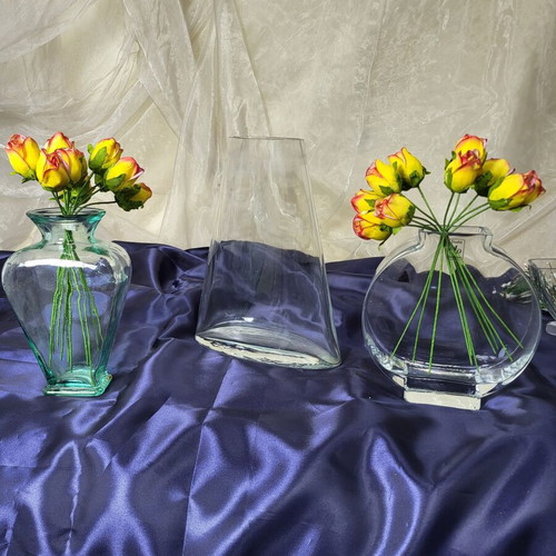 Set of 3 Handmade Glass Vases Studio AD like new