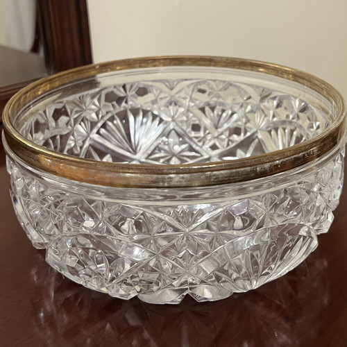 Crystal salad bowl with gilded border, like new
