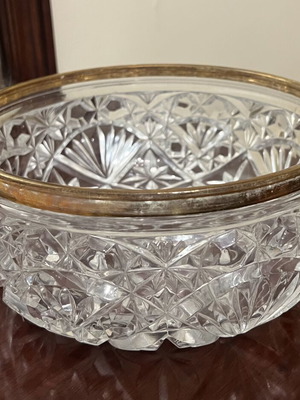 Crystal salad bowl with gilded border, like new