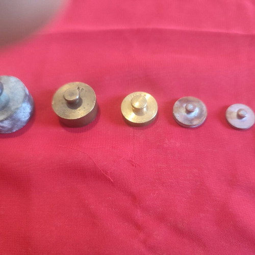 Scale weights used, complete set from 1 kilo to 5 grams