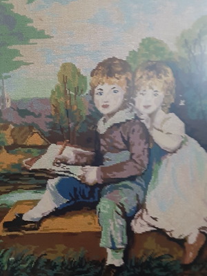 Πίνακας κεντητός χειροποίητος «Παιδάκια» μεταχειρισμένος