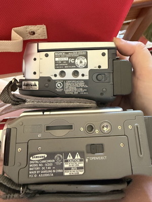 Sony DCR-DVD301 and Samsung SCD23 camcorders used