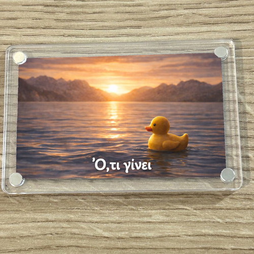 Acrylic fridge magnet "Whatever happens" new, Funny Duck Meme
