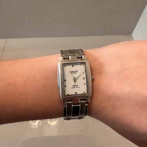QMax watch used, water resistant, stainless steel, unisex, silver